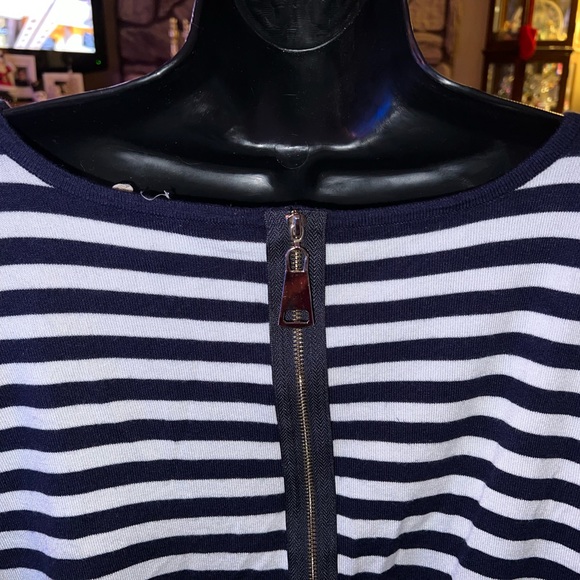 Soft Surroundings Stripped Zip Back Tunic Top - Picture 4 of 9